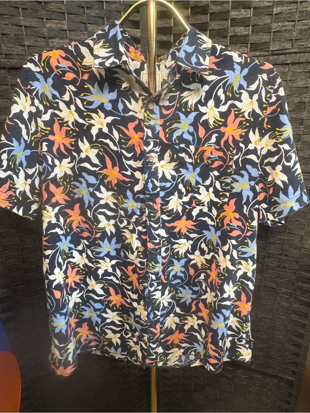 Men's Rohm Navy Floral Short-Sleeve Button-Up Shirt